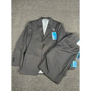 New Haggar Suit Men's 36S Pants 32x34 Black Striped 2‎ Piece Business 2 Button